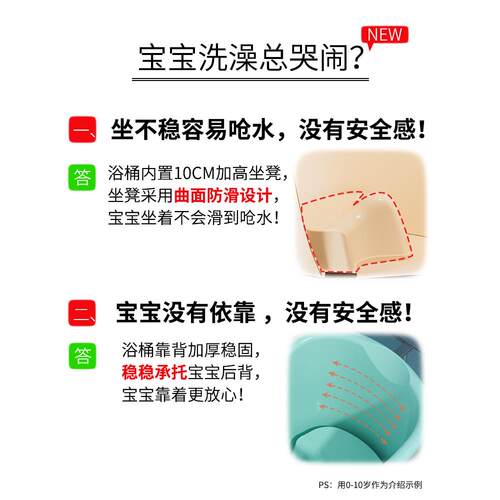 儿童澡桶婴儿宝宝泡桶可坐浴桶浴洗盆澡家用F97J757T小孩号大洗澡