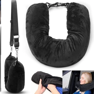 跨境新款多功能U型枕头可填充衣服行李枕套柔软毛绒出差旅行收纳