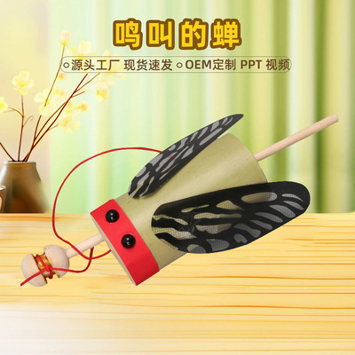儿童玩教具声响实验diy科学小制作鸣叫的蝉幼儿园竹蝉礼物竹知了