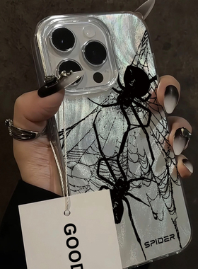 ins日韩y2k暗黑系iPhone17pro潮牌蜘蛛亚比16e适用15苹果14Promax手机壳12羽纱纹13亚文化xs男女潮plus高级感