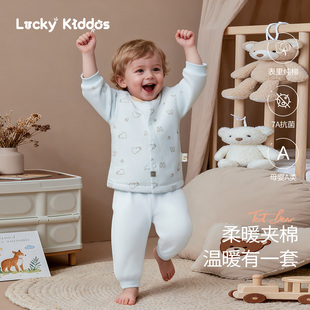 LK婴儿衣服早秋保暖棉服连体衣2025秋冬新款 哈衣爬服男女宝外出服