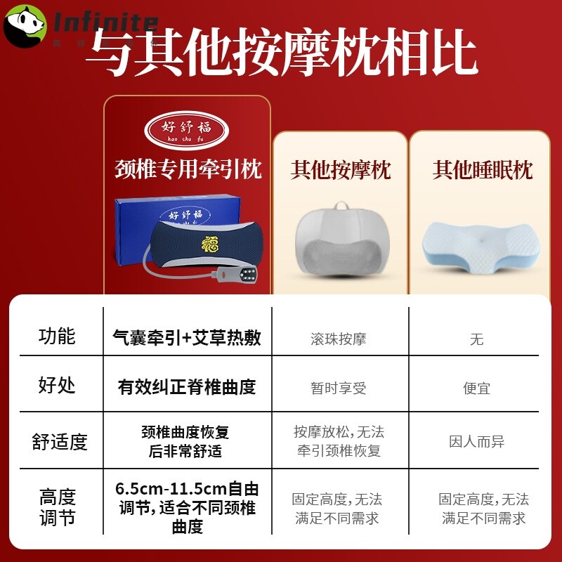 气动按摩枕智能腰部按摩仪电动家用多功能热敷按摩枕颈椎护颈按摩