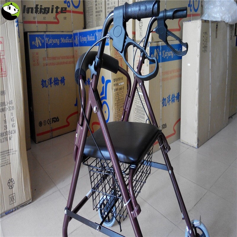 凯洋轮椅购物车KY9144L助行器铝合金老人购物轮椅车 带轮带座助