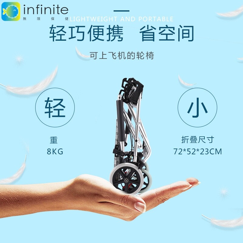 飞机轮椅折叠轻便旅行小型残疾人老年人手推代步车带背包