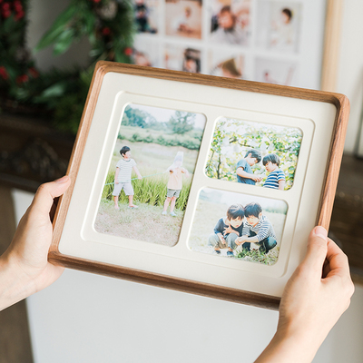 青空馆黑胡桃实木相框摆台定制8 10寸柚木A4照片挂墙宝宝周岁礼物