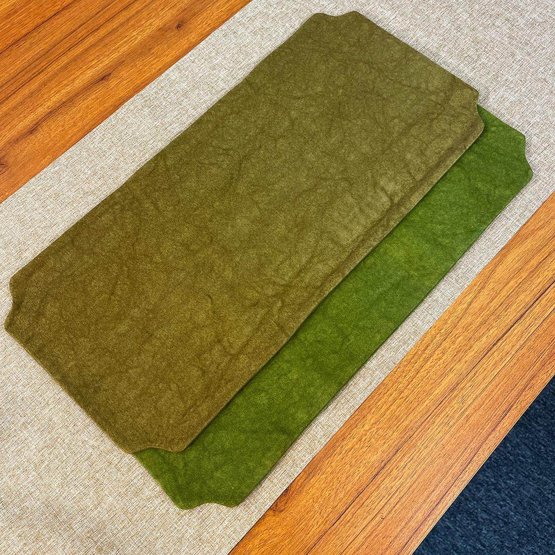 帆布扎染苔藓绿茶席手工桌垫中式茶道双层桌旗防水干泡麻布茶盘垫,居家布艺,茶席,淘宝优惠券,粉丝福利购,淘宝优惠卷