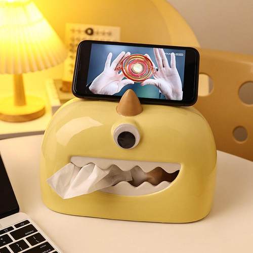 创意纸巾盒小怪兽个性搞怪客厅茶几餐桌纸巾收纳家用手机架抽纸盒
