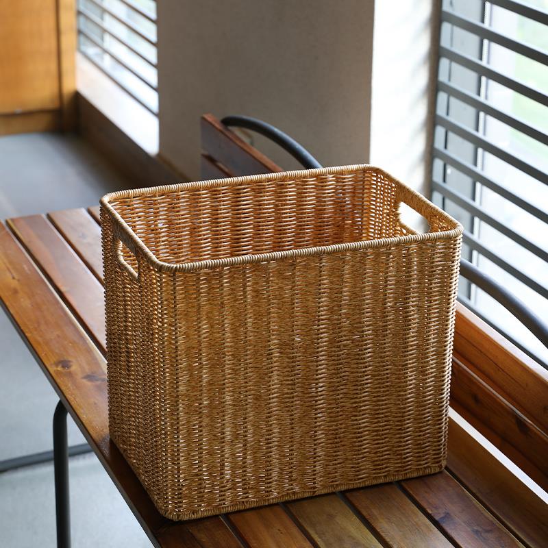 仿藤编收纳筐手工编织盒储物框草编篮子零食置物桌面杂物收纳篮筐