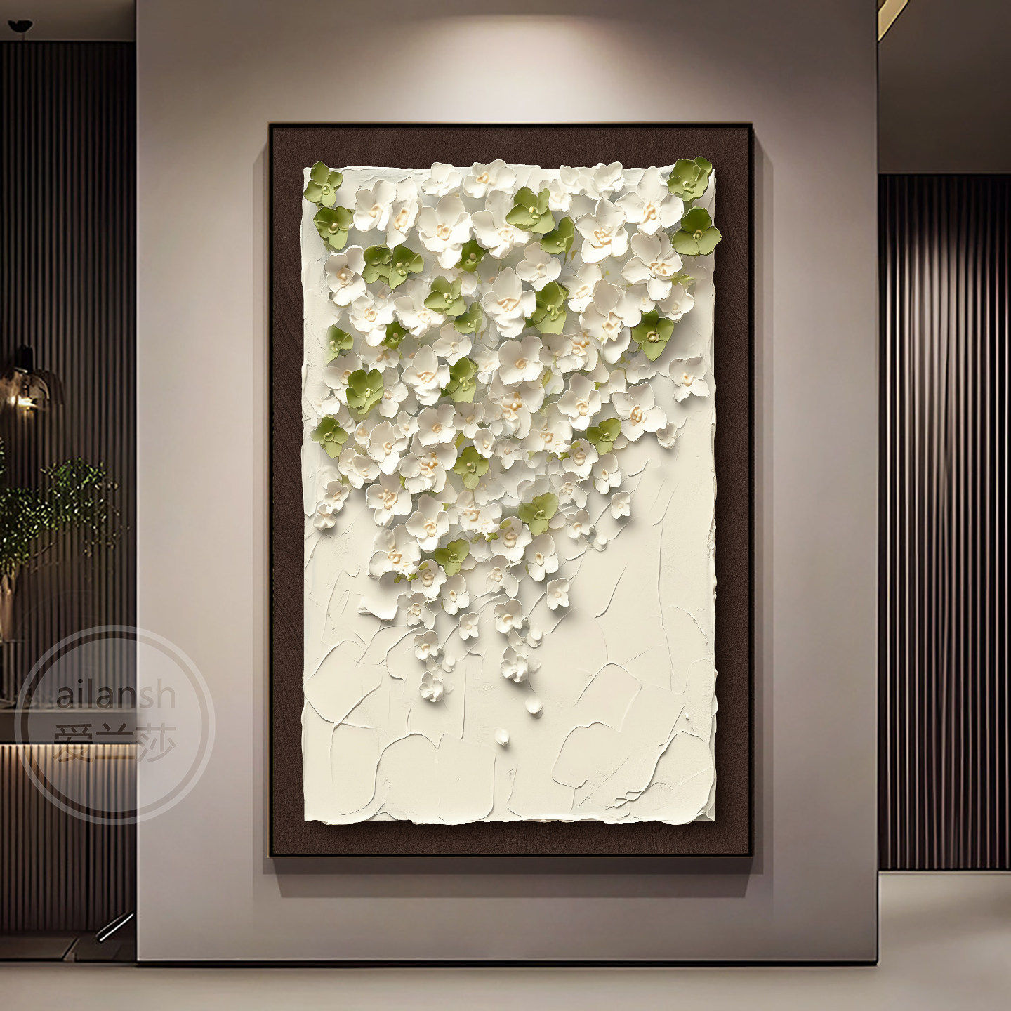 手绘油画客厅落地装饰画浮雕立体肌理感沙发背景墙挂画花卉玄关画