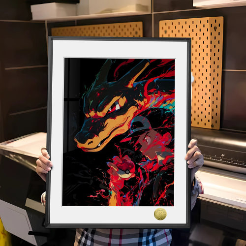 皇呱《小智与喷火龙》 宝可梦小智与喷火龙同人周边装饰画