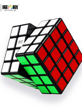 奇艺启源w3四阶魔方 QI qiyuan 60mm黑色贴纸版4x4 Cube竞速入门