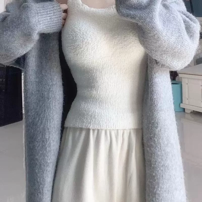 带胸垫加绒吊带背心羊羔绒毛绒