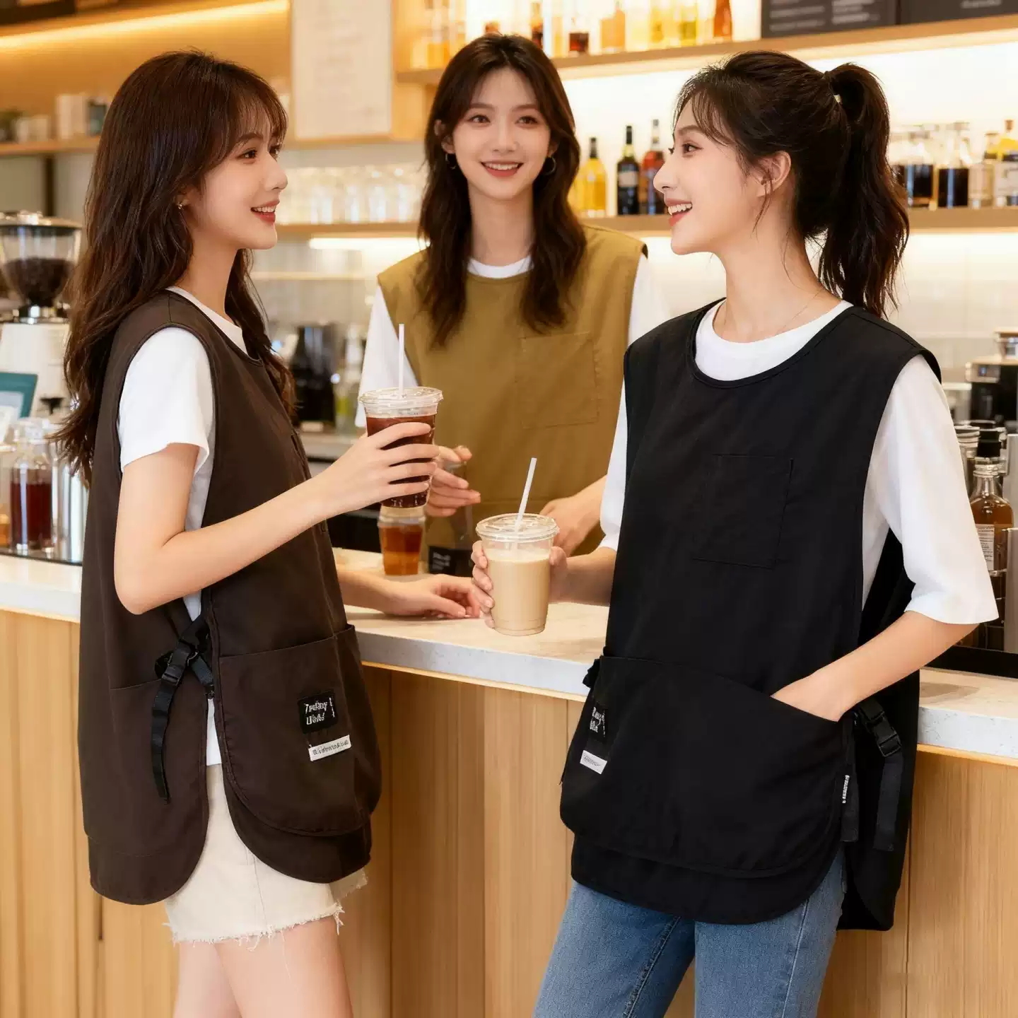 围裙上班用高级感年轻款夏季工作服防水防油耐磨耐脏餐饮工装马甲