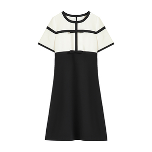 减龄小香风撞色拼接气质收腰A字连衣裙S3221 2026夏季 南油虹姐