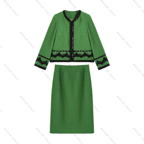 【南油虹姐】小香风针织时尚中长款女装洋气加厚显瘦套装