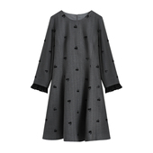 圆领长袖 气质连衣裙3050 新款 重工樱桃刺绣时尚 南油虹姐 秋季