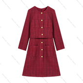 南油虹姐 新款 连衣裙女装 小香风气质时尚 高品质红色名媛2264