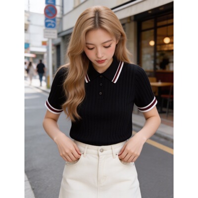 【南油虹姐】新款简约时尚百搭短袖女士针织衫DX627