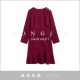南油虹姐 秋季 新款 优雅气质火漆印金属扣装 饰鱼尾连衣裙2280