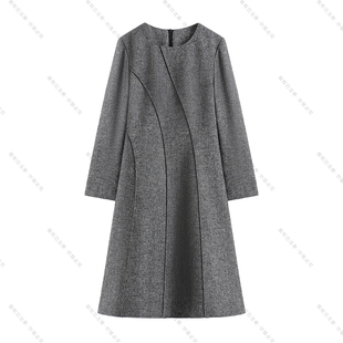 【南油虹姐】秋冬新款优雅气质收腰A字连衣裙3066