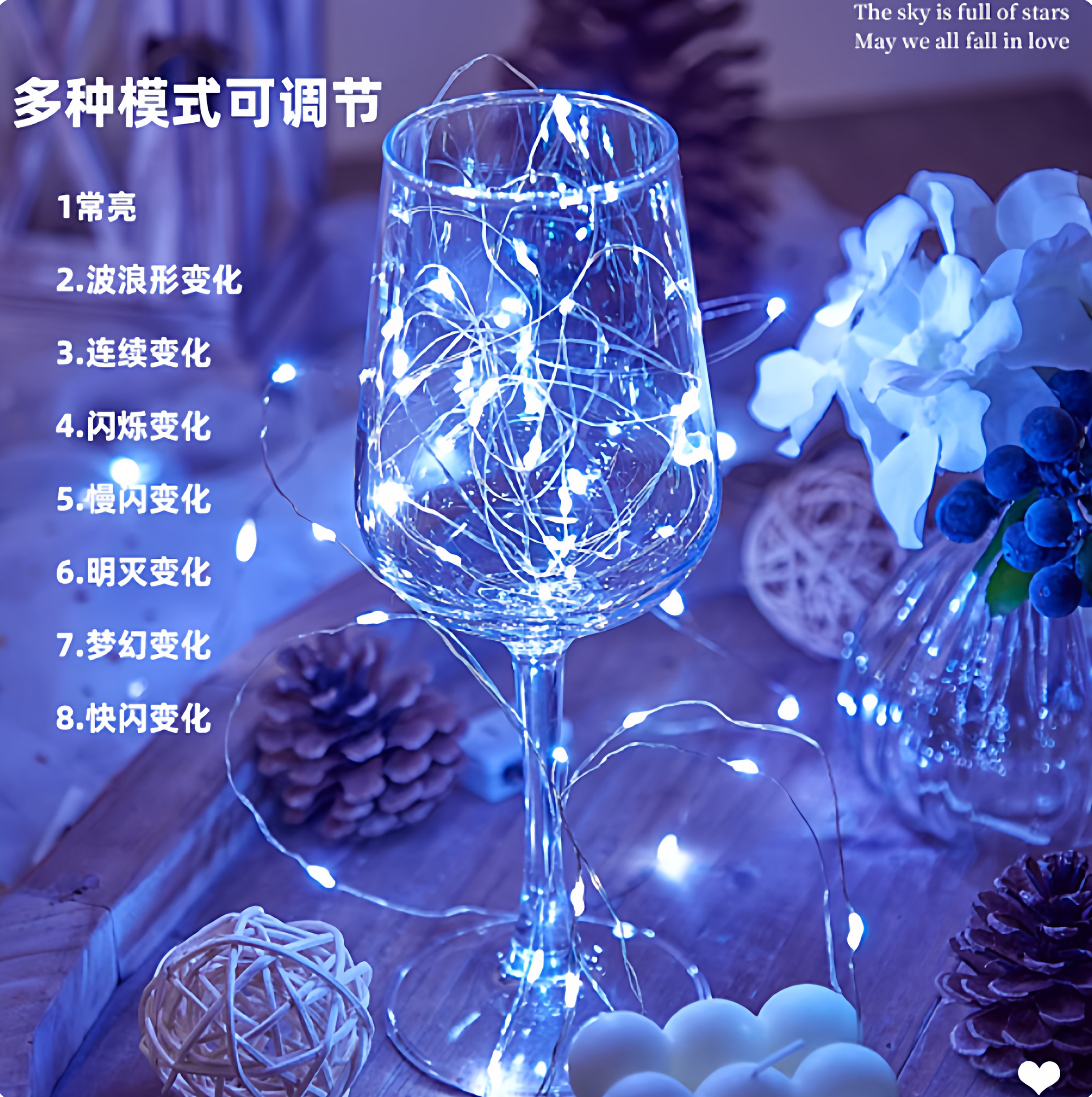 led电池铜线小彩灯氛围灯条闪灯串灯珠装饰满天星星灯带圣诞节树