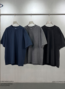 ARTIE男装丨新品领口肩脖一体式罗纹拼接阿苏特水洗做旧潮牌男t恤