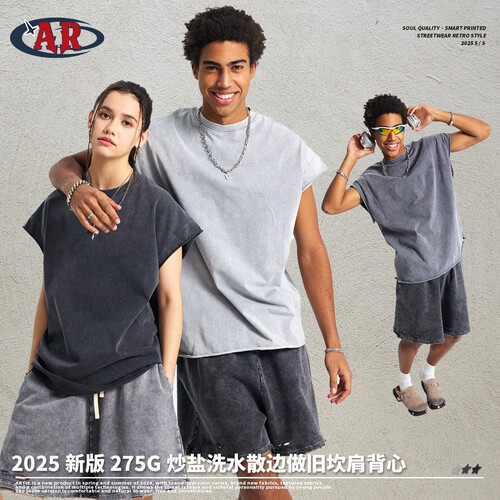 ARTIE男装|2026夏季新品蜡染洗水做旧坎肩背心男拼接复古街头潮T
