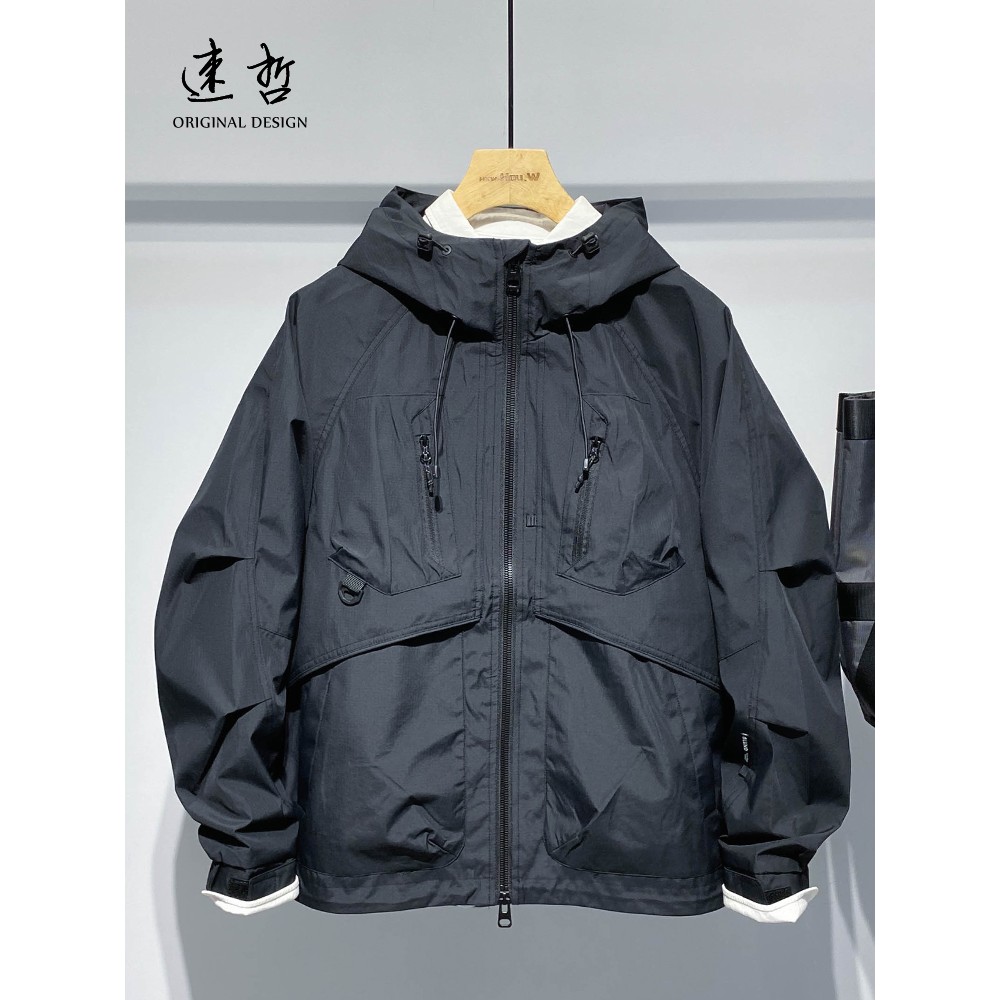 定制宽松户外冲锋衣男秋季新款时尚百搭型男夹克潮牌流行经典外套