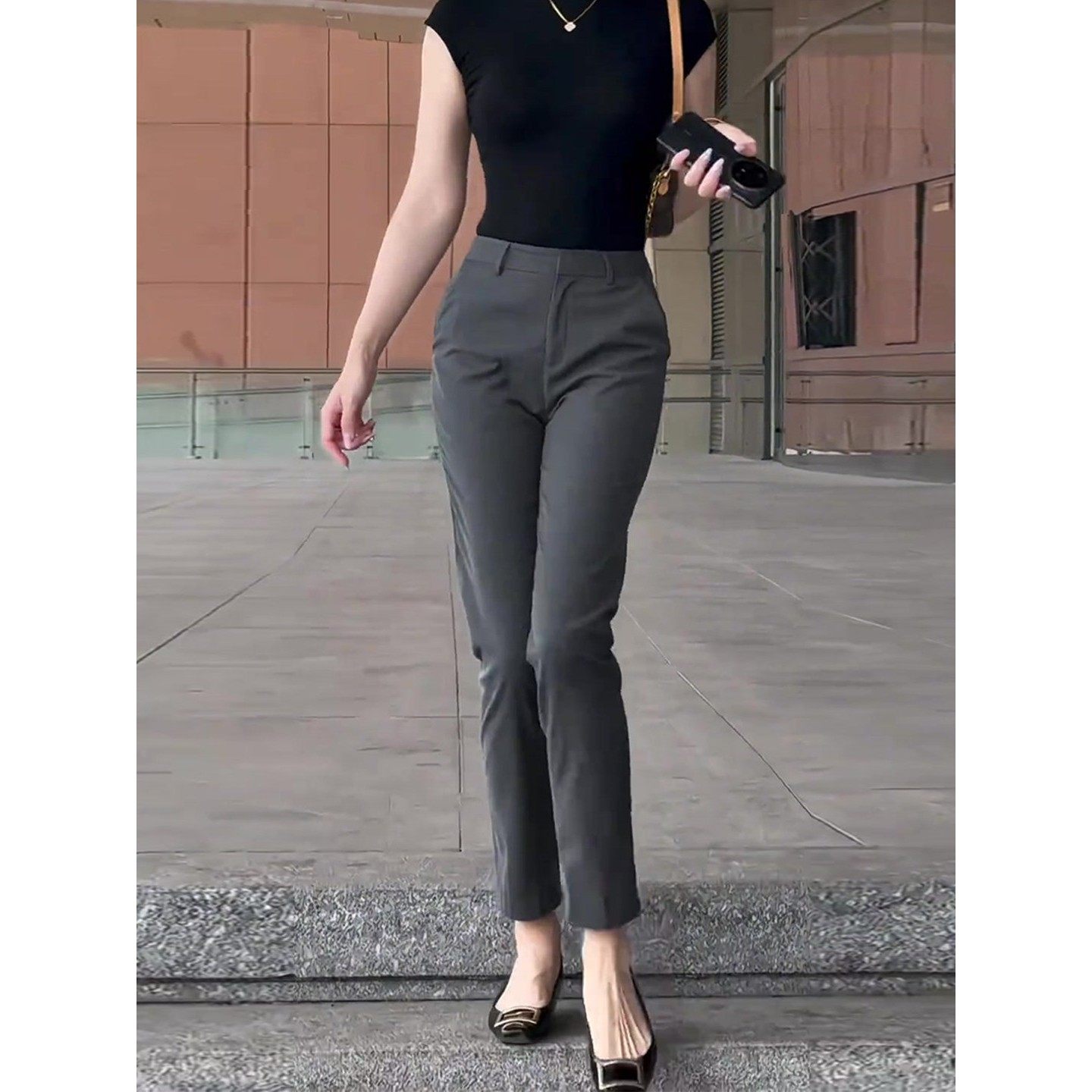 时尚洋气高级感灰色烟管西装裤女秋装2025新款高腰修身显瘦九分裤,女装/女士精品,大码裤装,淘宝优惠券,粉丝福利购,淘宝优惠卷