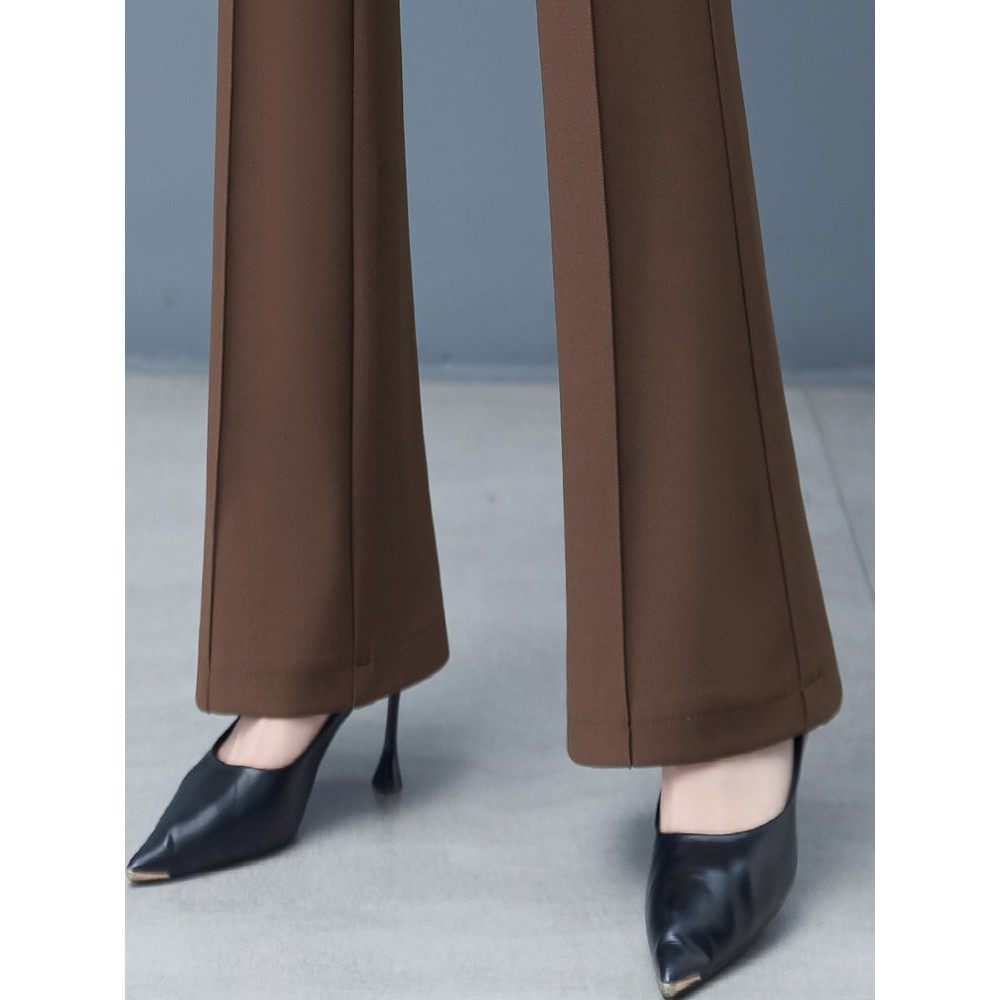 棕色女士靴型裤春秋季新款修身高腰裤女士大尺寸弹力套装喇叭裤,女装/女士精品,大码裤装,淘宝优惠券,粉丝福利购,淘宝优惠卷