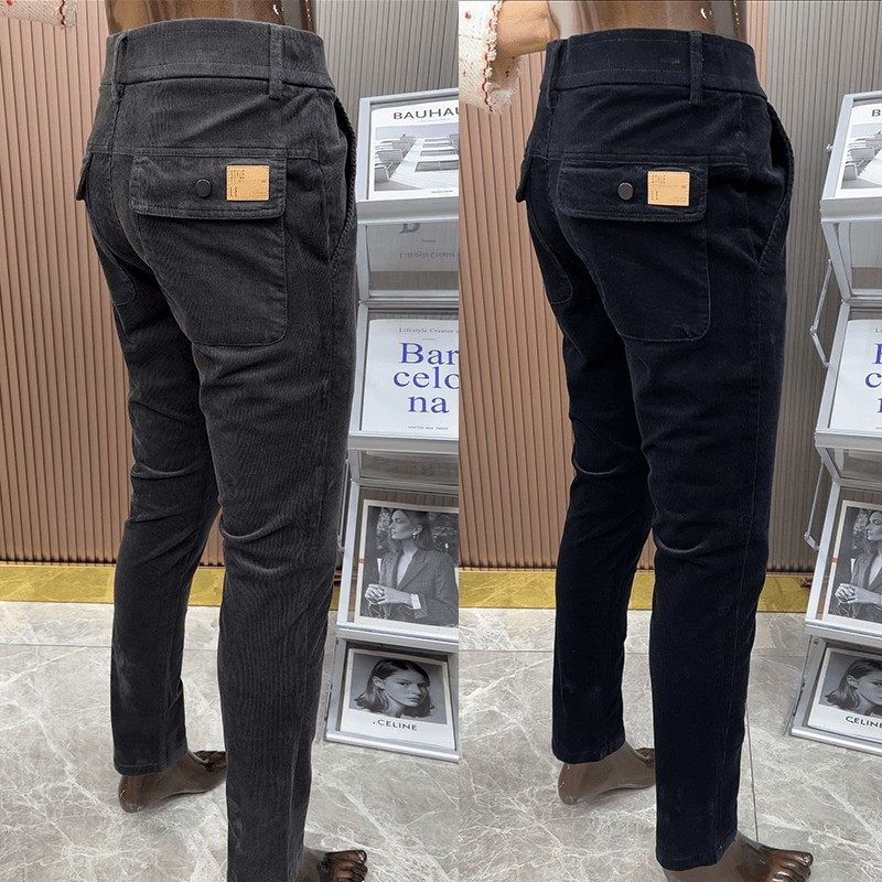 秋冬条绒裤子男灯芯绒百搭休闲裤男士时尚长裤修身轻奢商务直筒裤,男装,休闲裤,淘宝优惠券,粉丝福利购,淘宝优惠卷