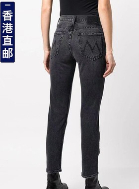 香港代购Mother牛仔裤女士高腰直筒九分烟灰色春秋欧美明星款正品
