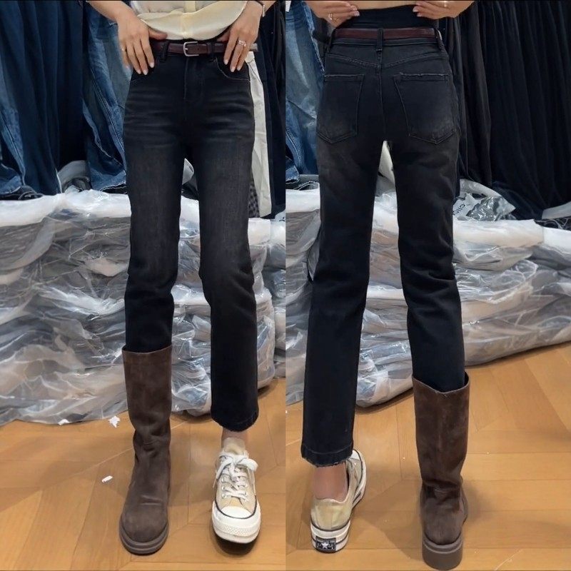 秋季新款高腰烟管牛仔裤女大码胖mm小个子弹力百搭显瘦直筒靴裤,女装/女士精品,牛仔裤,淘宝优惠券,粉丝福利购,淘宝优惠卷