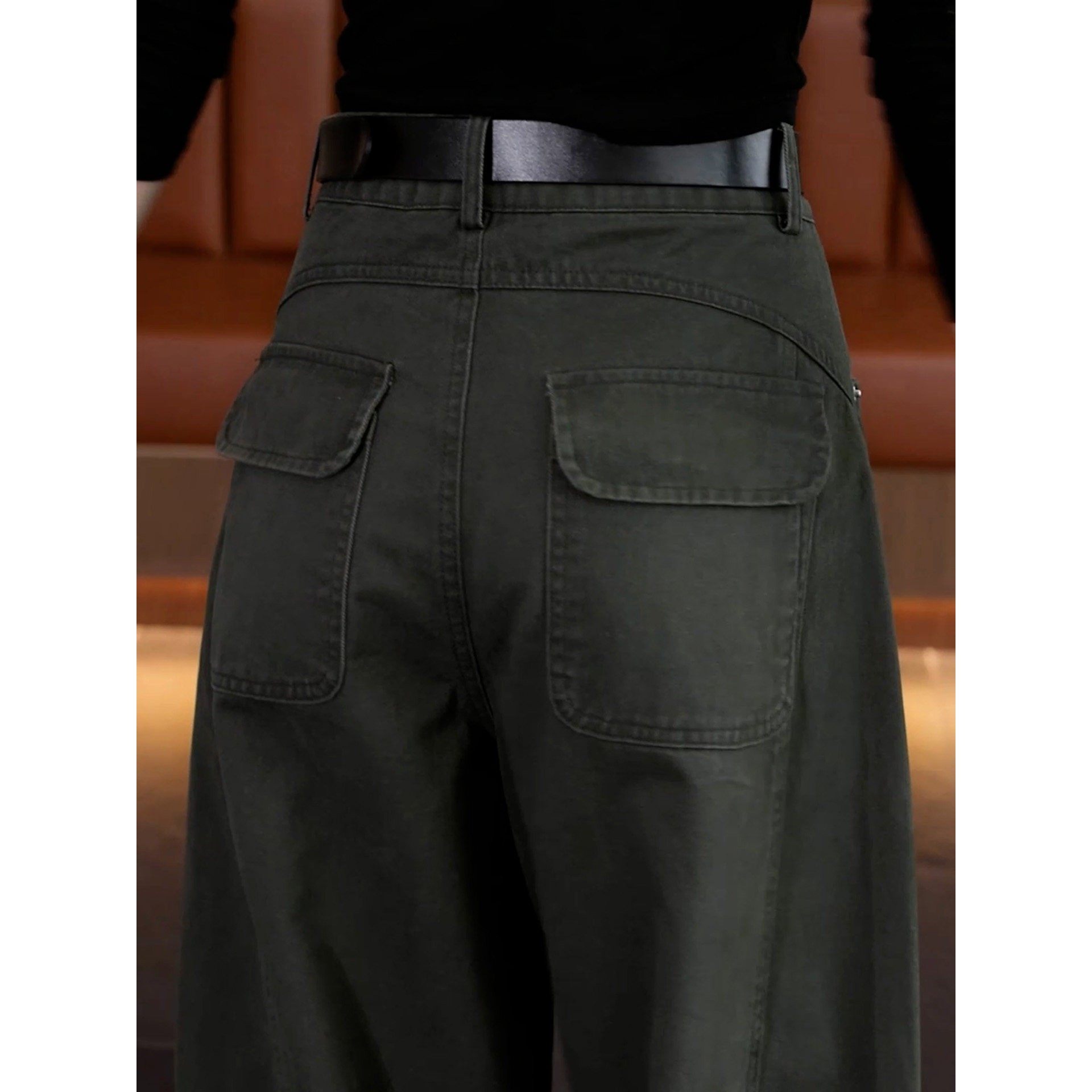 军绿色弯刀工装裤女款2025新款春秋季宽松高腰休闲裤女士阔腿裤子,女装/女士精品,大码裤装,淘宝优惠券,粉丝福利购,淘宝优惠卷