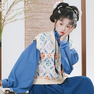 楚汉灵韵汉元素唐背子毛衣中长马面对襟立领琵琶袖春秋汉服日常汉