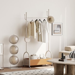 轻奢高级感可移动衣帽架奶油风卧室落地衣架铁艺多功能网红挂衣架