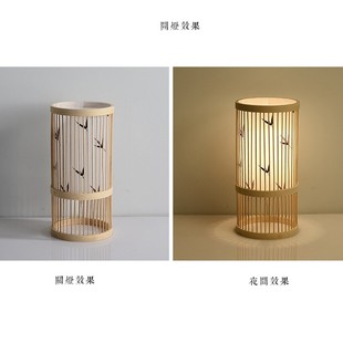 日式诧寂风竹编台灯新中式禅意夜灯茶室卧室复古床头灯可充电遥控