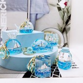 创意入油海洋帆船漂浮瓶钥匙扣精致书包挂饰汽车钥匙链朋友小礼品