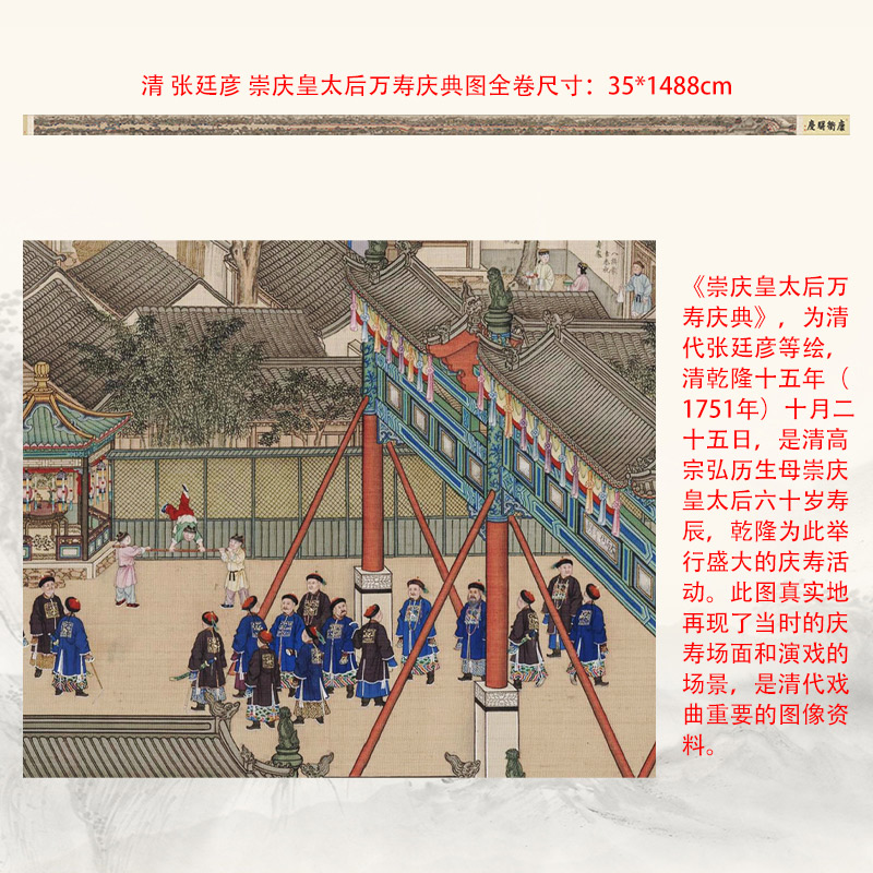 清 张廷彦 崇庆皇太后万寿庆典图人物图长卷手卷装裱收藏送礼国画