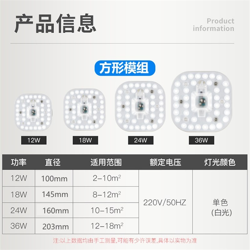 led吸顶灯灯芯灯盘替换芯节能灯磁吸家用超亮客厅圆形灯板透镜灯