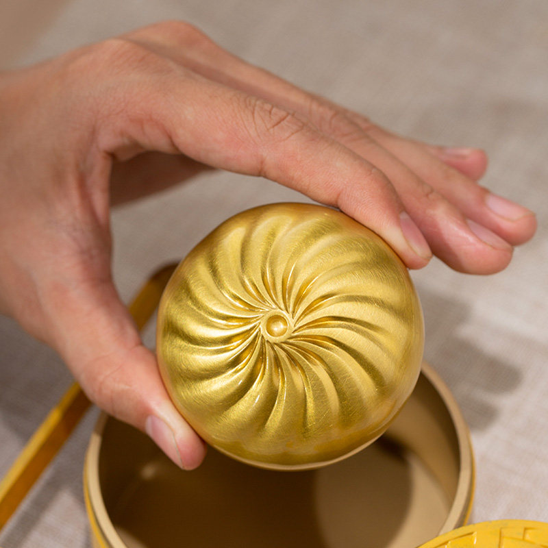 朱炳仁铜 蒸蒸日上小福包客厅桌面书房装饰品铜雕包子装饰摆件