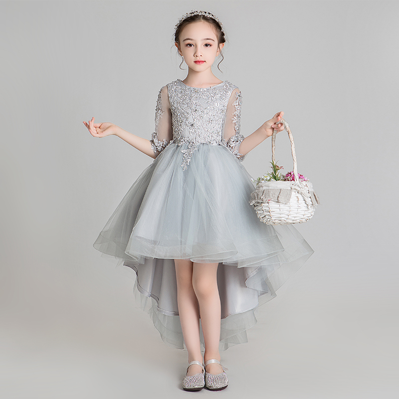 儿童晚礼服公主裙女童蓬蓬纱小女孩花童婚纱拖尾走秀演出服洋气春