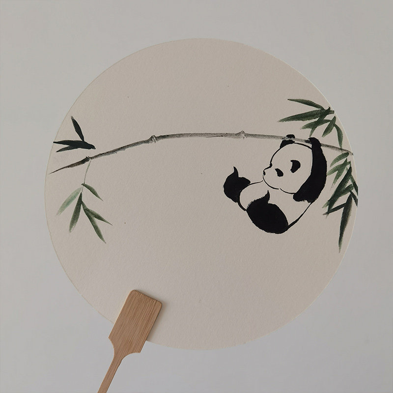 淄博国风扇子八大局团扇代画定制创意书法团扇艺术扇面画新副本