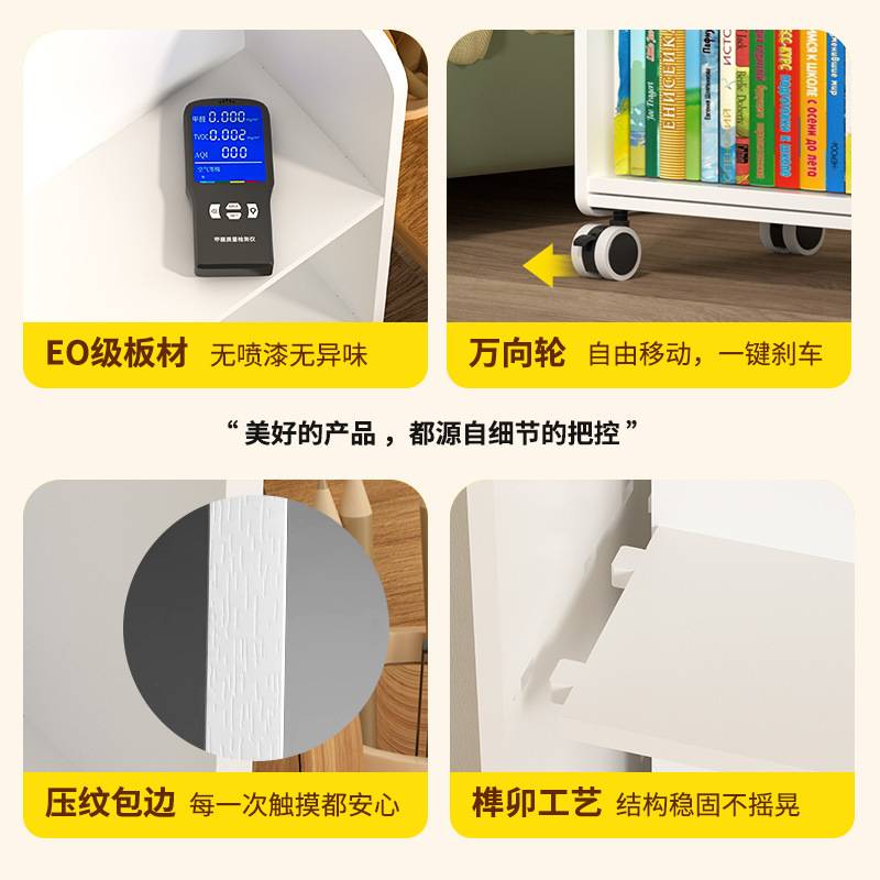 儿童双面书架落地书柜简易家用移动阅读旋转置物架收纳多层绘本架