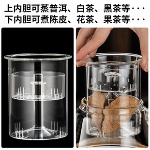 蒸煮一体玻璃茶壶电陶炉胡桃木烧水家用茶具全自动大号煮茶器套装