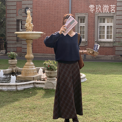 09women韩国大码菱格纹半身裙