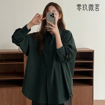 09women韩国大码多色棉感衬衫女