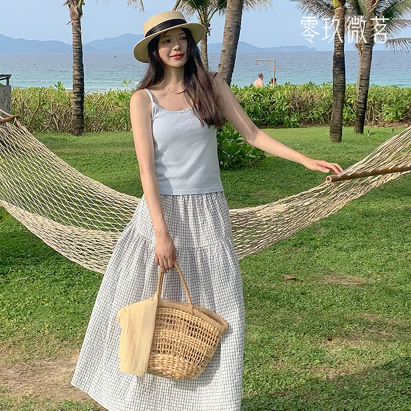 09women泡泡纱棉质显瘦中长半裙