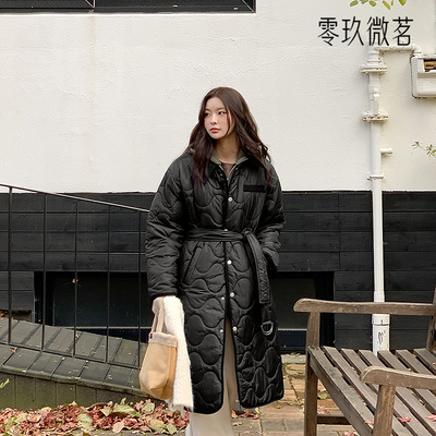 秋冬大码09women中长款宽松波浪棉服收腰显瘦棉衣外套78998