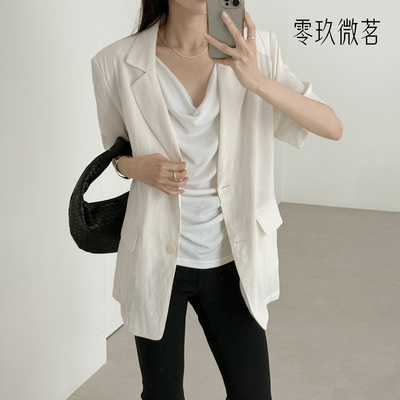 夏季薄款显瘦百搭短袖西装外套女